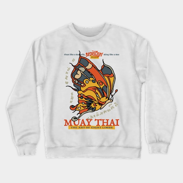 Muay Thai Tattoo Butterfly Crewneck Sweatshirt by KewaleeTee